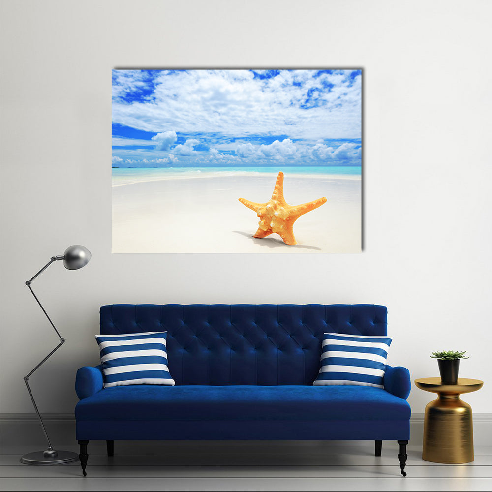 Starfish On Beach At Kuredu Island Maldives Canvas Wall Art