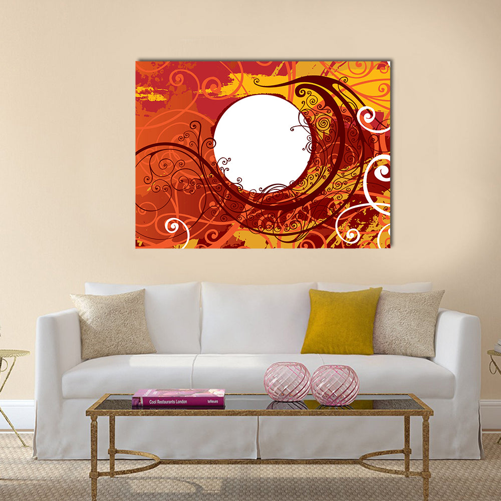 Maroon Floral Scrollwork Ornament Canvas Wall Art