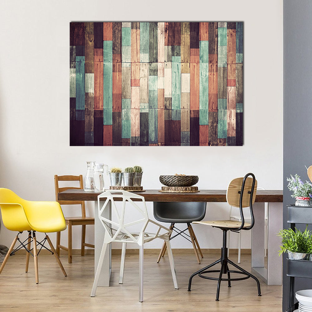 Distressed Reclaimed Wood Plank Pattern Canvas Wall Art