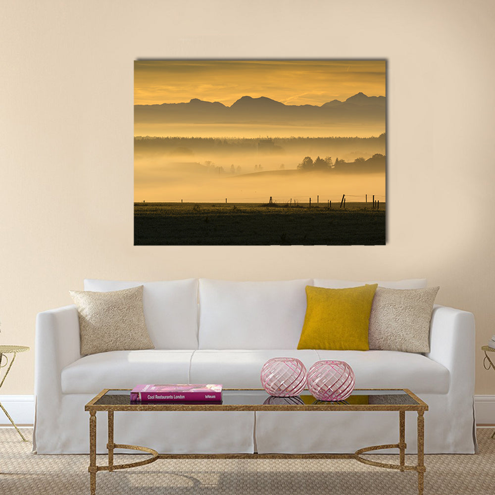 Sunrise Over The Alps In Bavaria Germany Canvas Wall Art