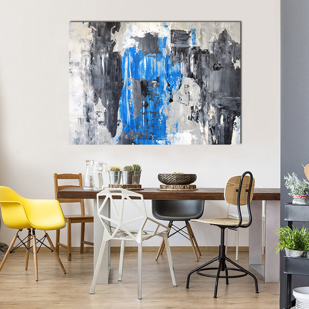 Blue Abstract with Palette Knife Texture Canvas Wall Art