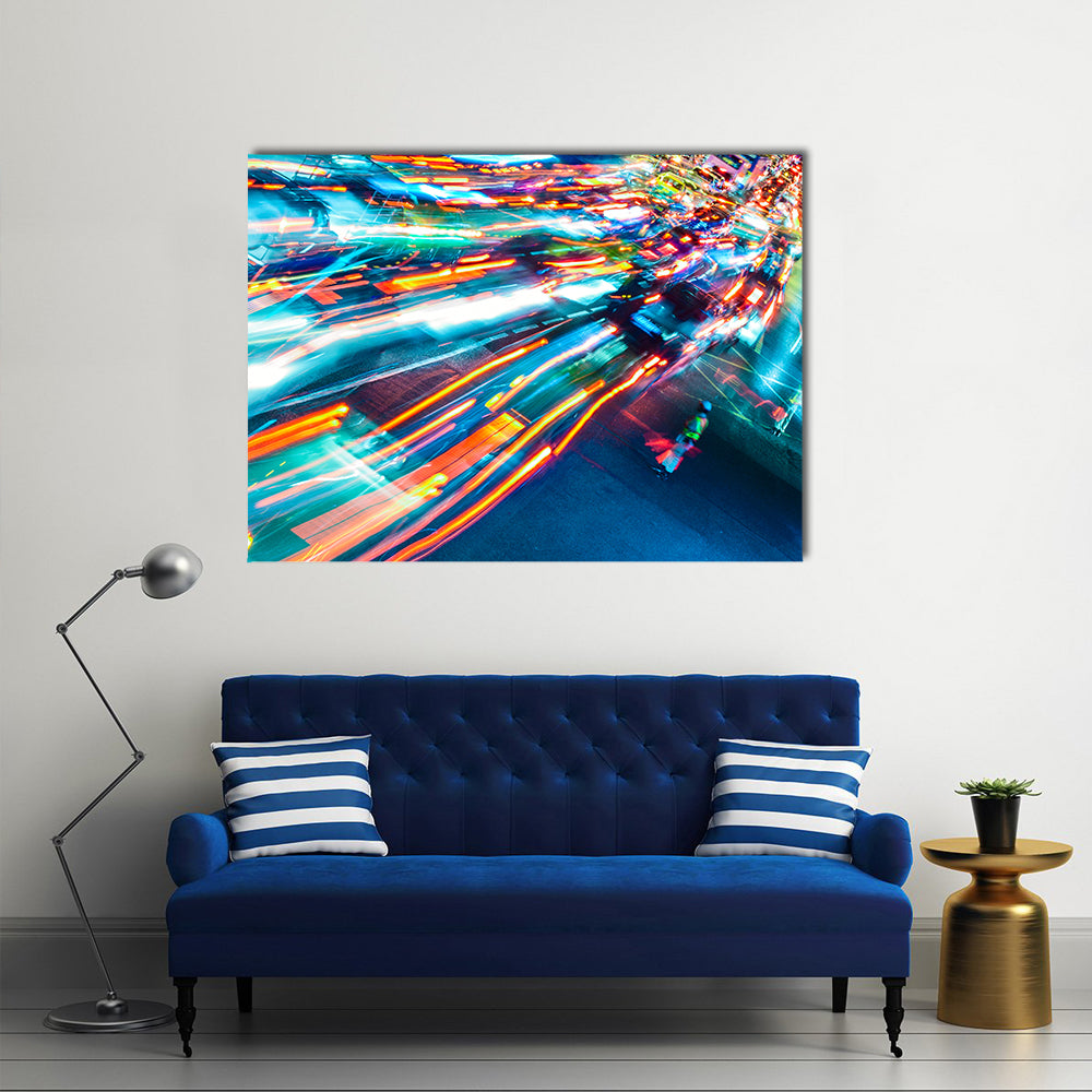 Car Lights Trails Canvas Wall Art