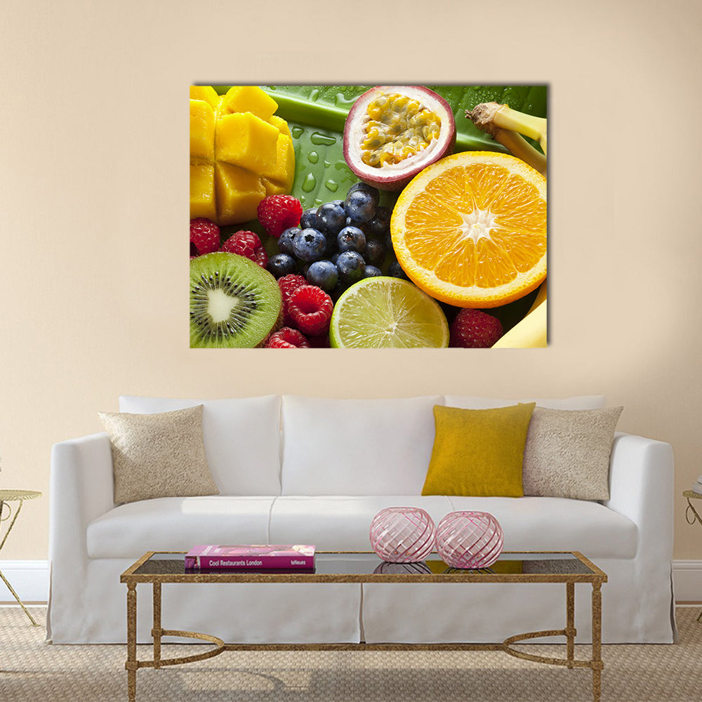 Fresh Tropical Fruit Still Life Canvas Wall Art