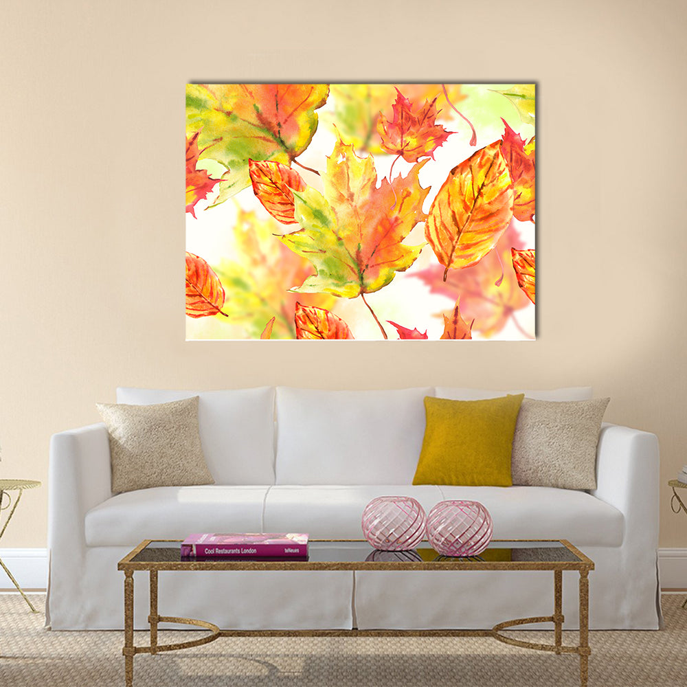 Watercolor Autumn Leaves Canvas Wall Art