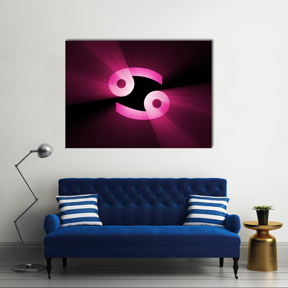 Magenta Cancer Zodiac Symbol Canvas Wall Art