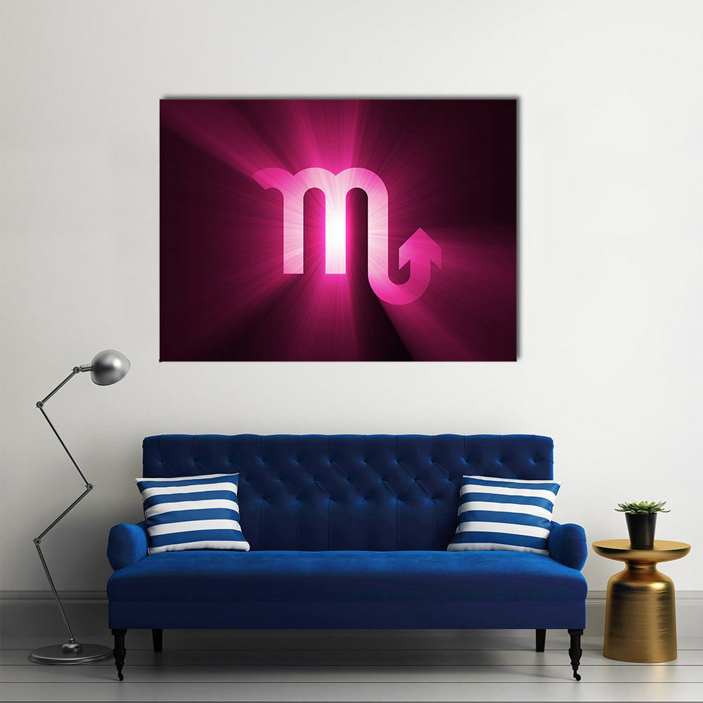 Glowing Scorpio Zodiac Glyph Canvas Wall Art