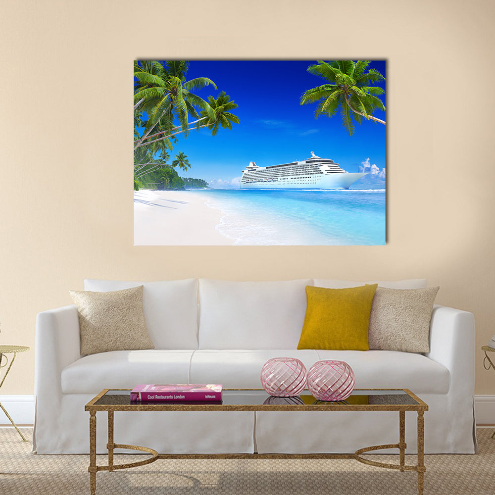 Cruise Ship in Tropical Waters Canvas Wall Art