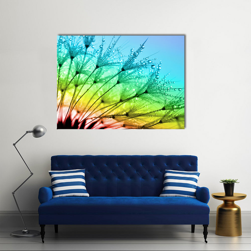 Dewy Dandelion Flower Close Up Canvas Wall Art