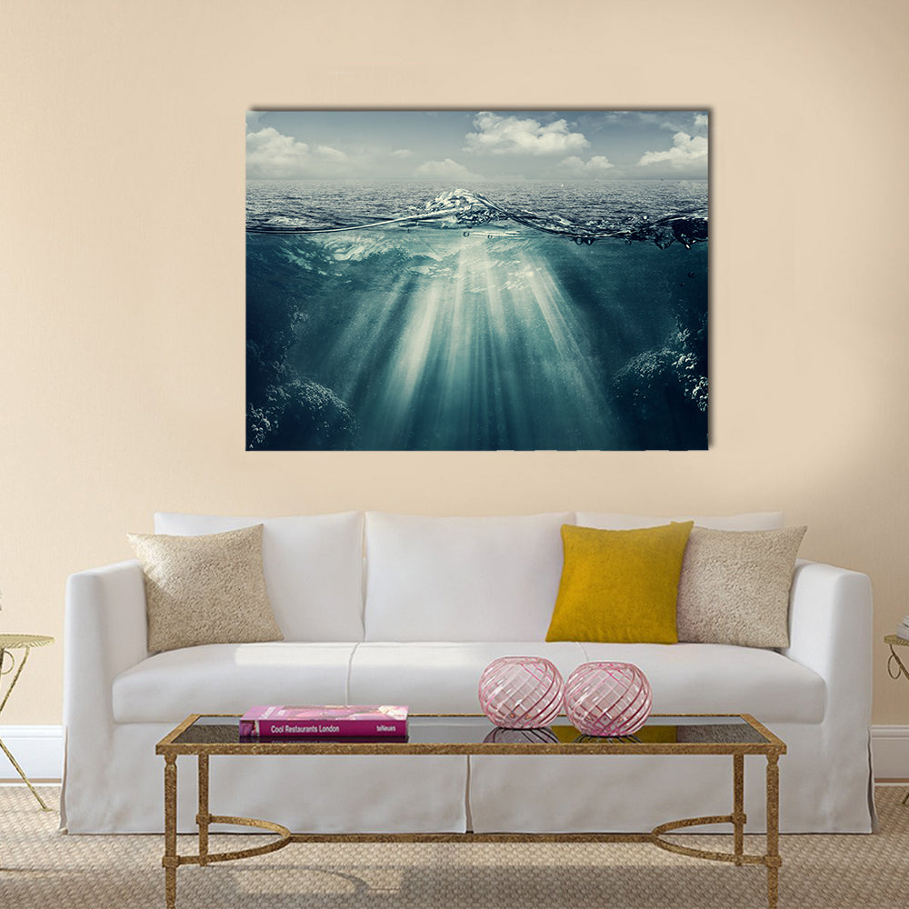 Split Perspective Underwater Ocean Landscape Canvas Wall Art