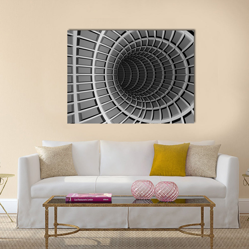 Dark Metal Tunnel Abstract Canvas Wall Art