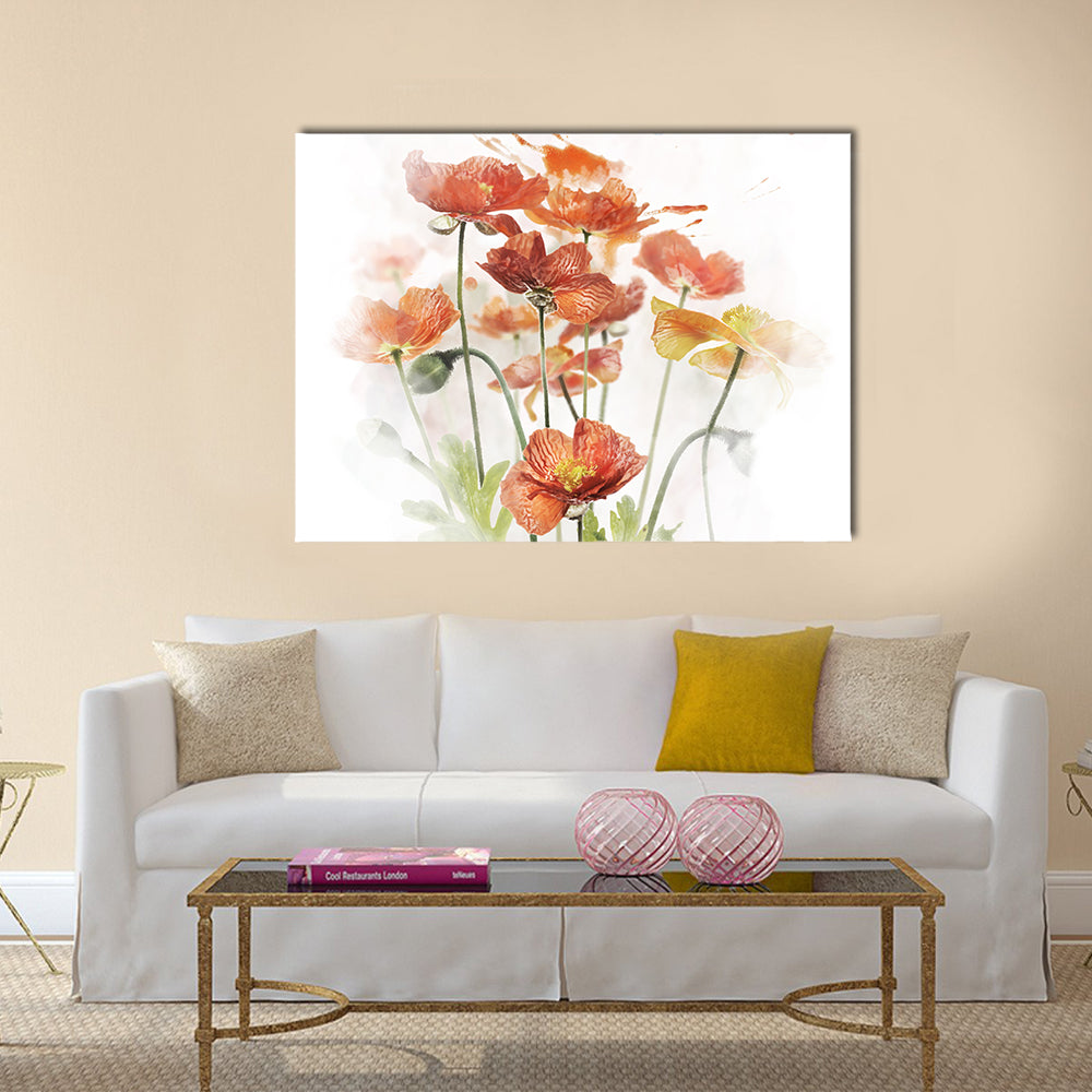Red Poppy Flowers Canvas Wall Art