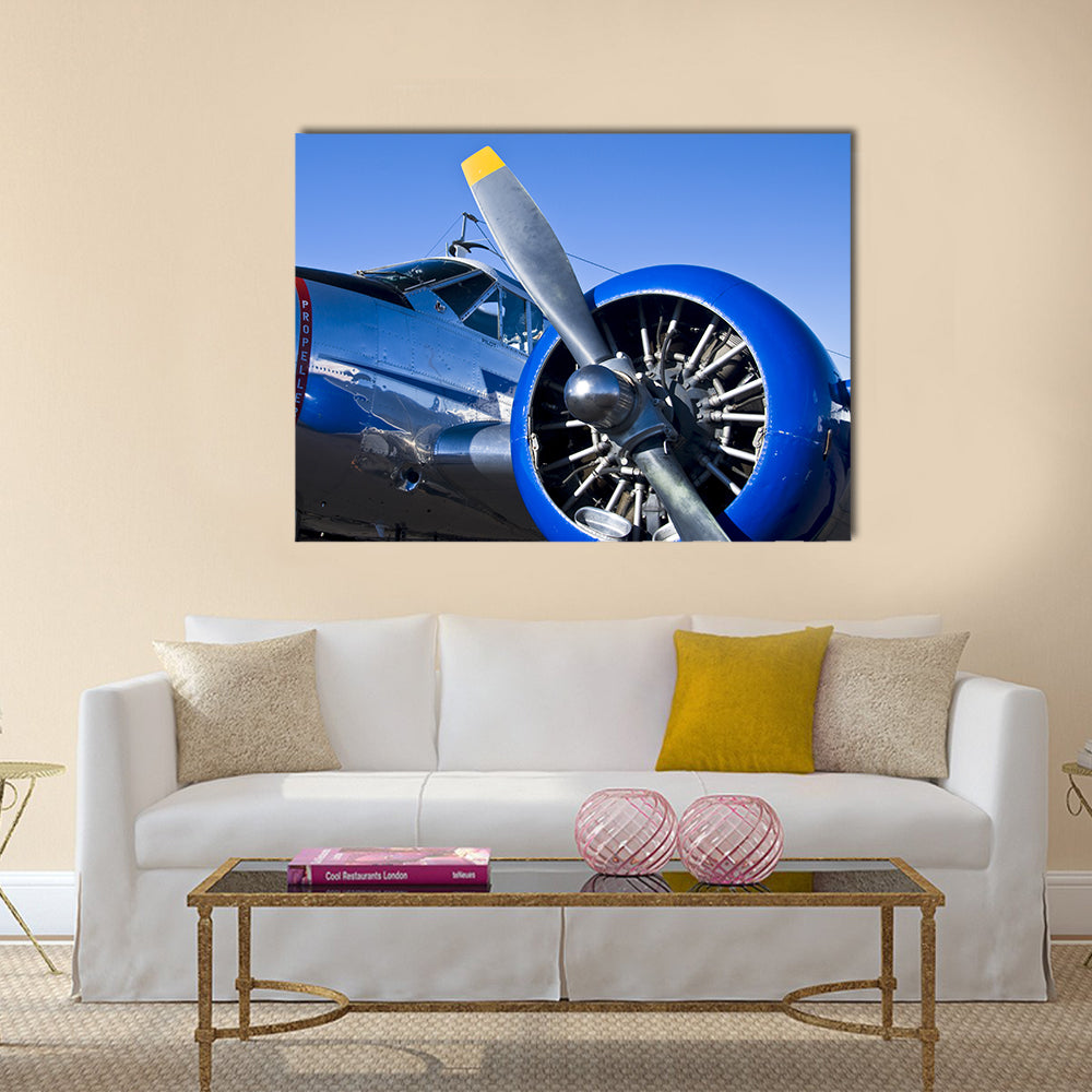 Close Up Of Vintage Military Airplane Canvas Wall Art