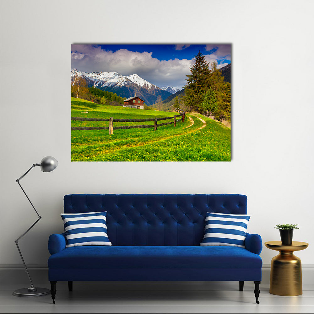 Spring Landscape In Swiss Alps Canvas Wall Art
