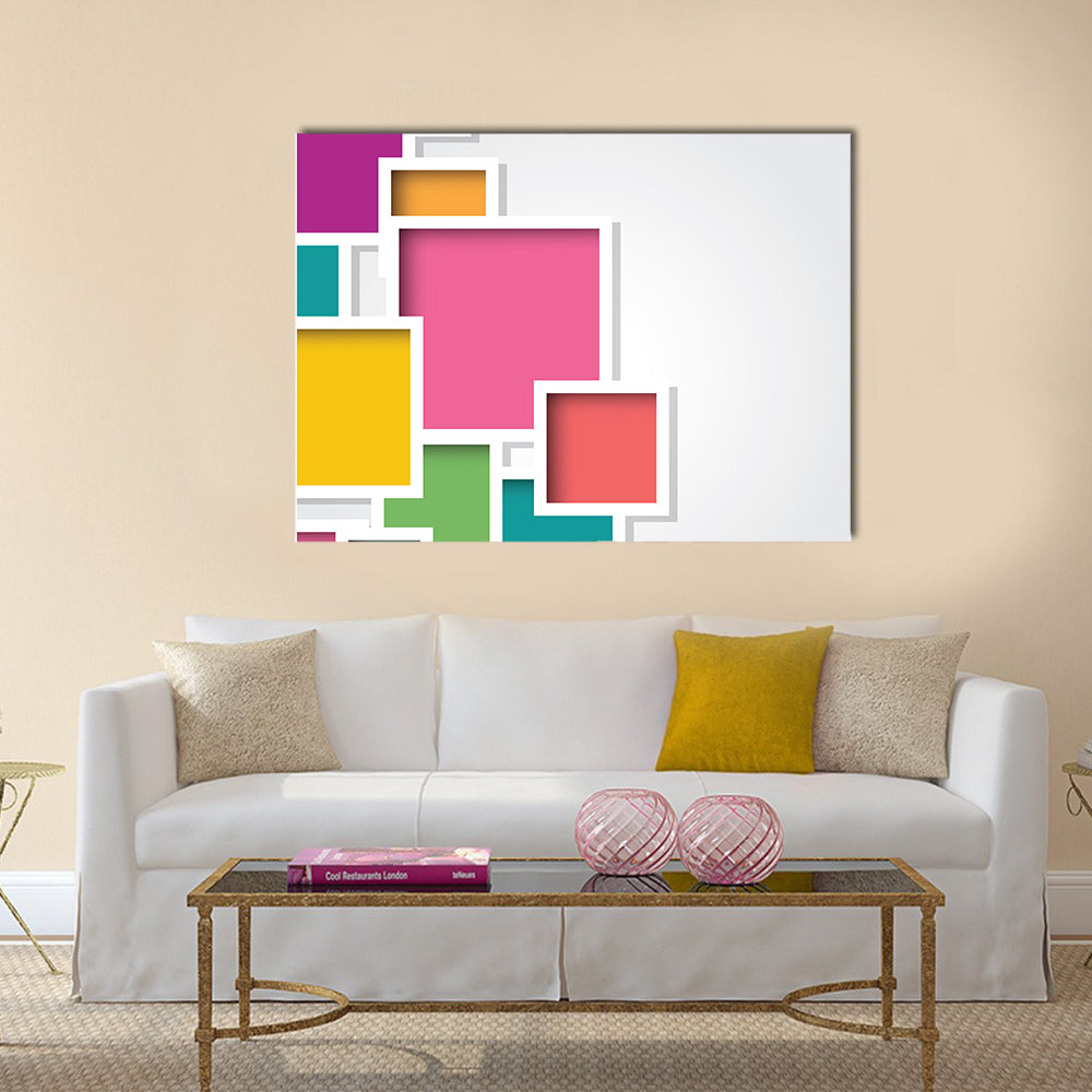 3d Layered Geometric Squares Canvas Wall Art