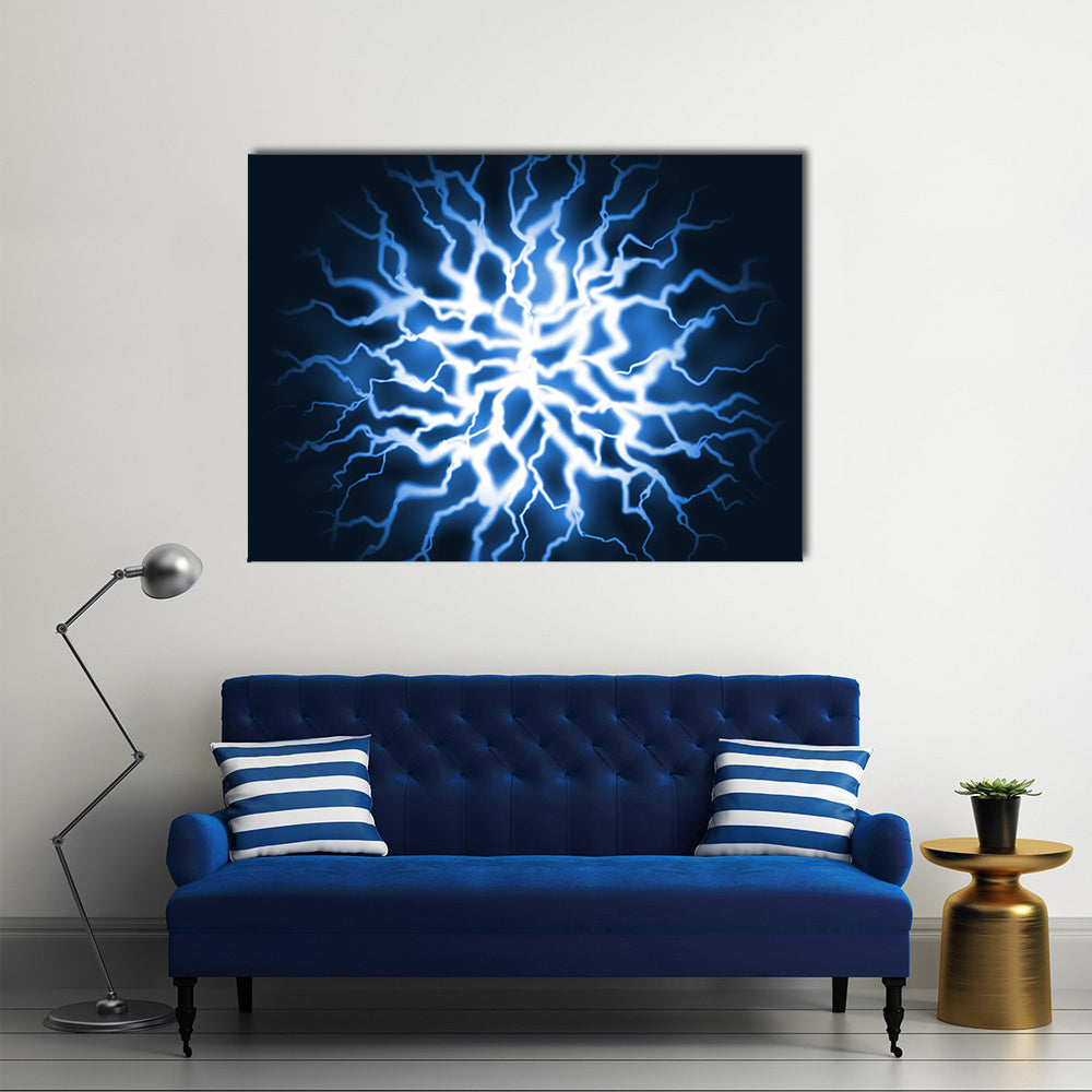 Blue Thunder Energy Burst Canvas Wall Art