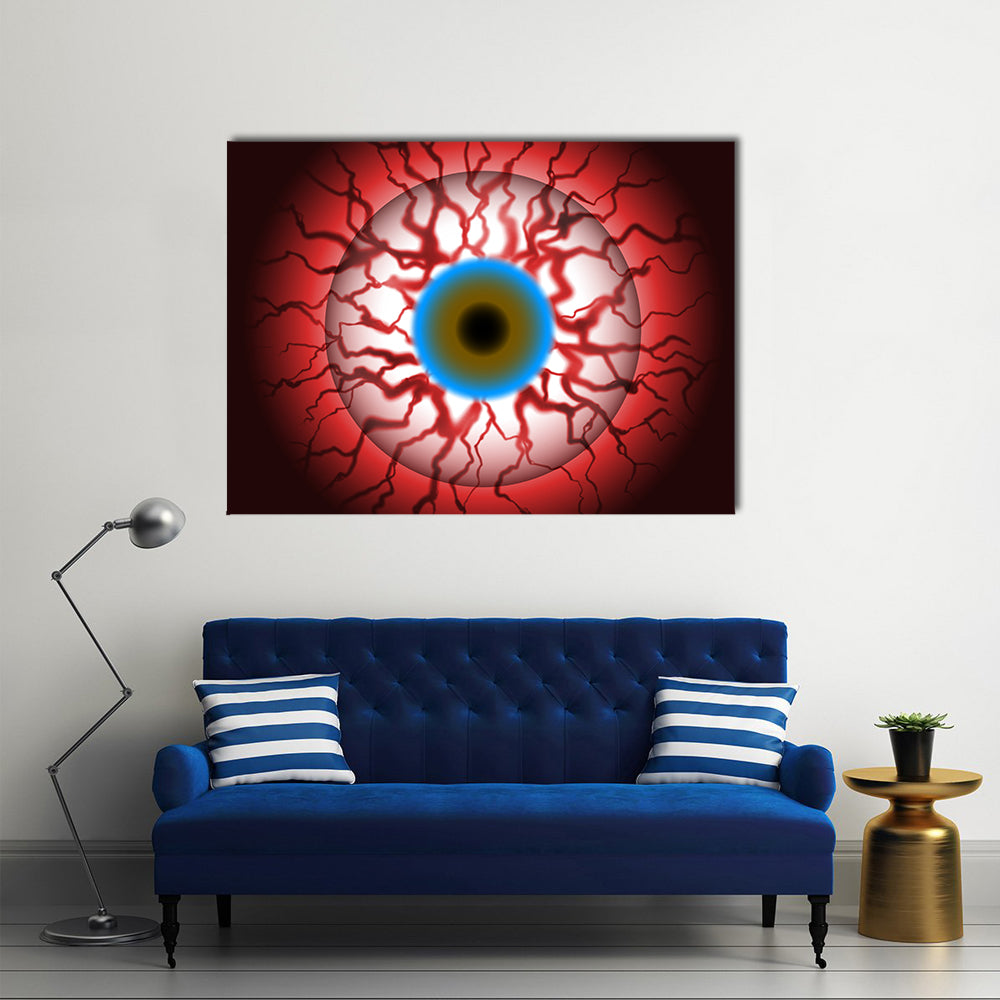 Spooky Bloodshot Eyeball With Veins Canvas Wall Art