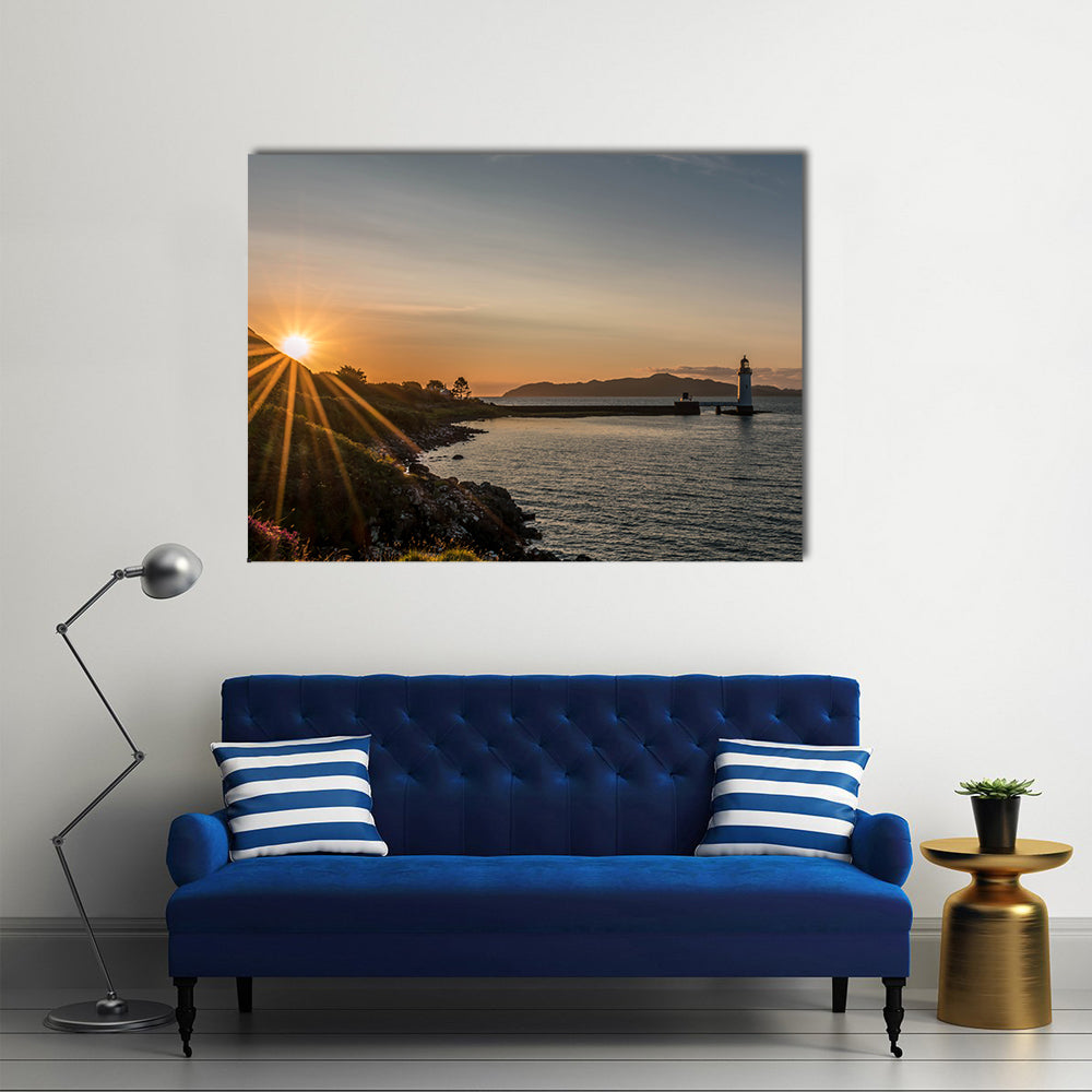 Sunset At Tobermory Lighthouse Scotland Canvas Wall Art