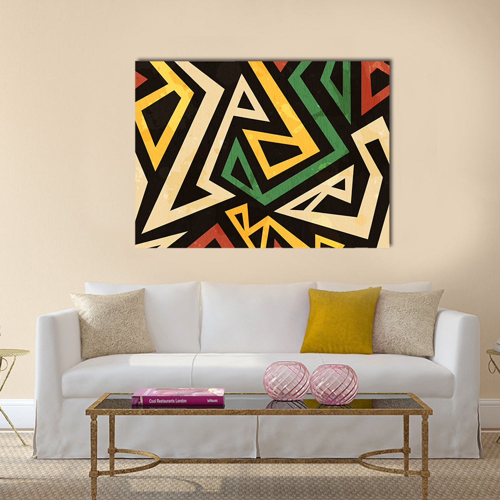 African Geometric Seamless Pattern Canvas Wall Art