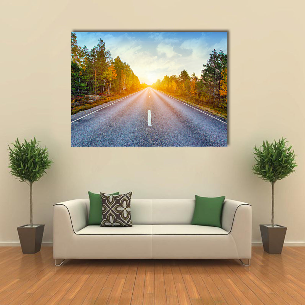Scenic Road In Sweden Canvas Wall Art