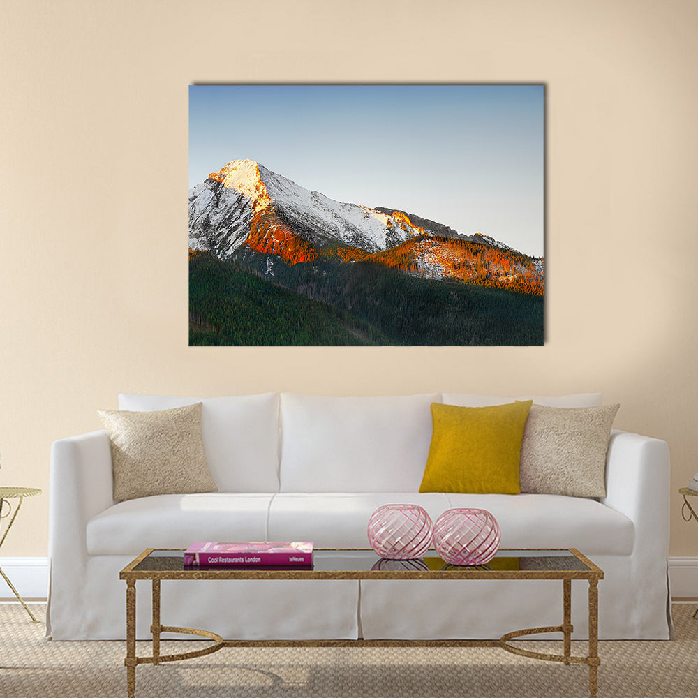 Snow Capped Peaks At Sunrise Canvas Wall Art
