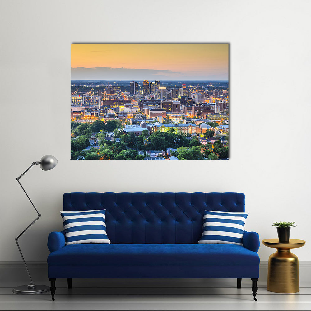 Birmingham Downtown Skyline In Alabama Canvas Wall Art