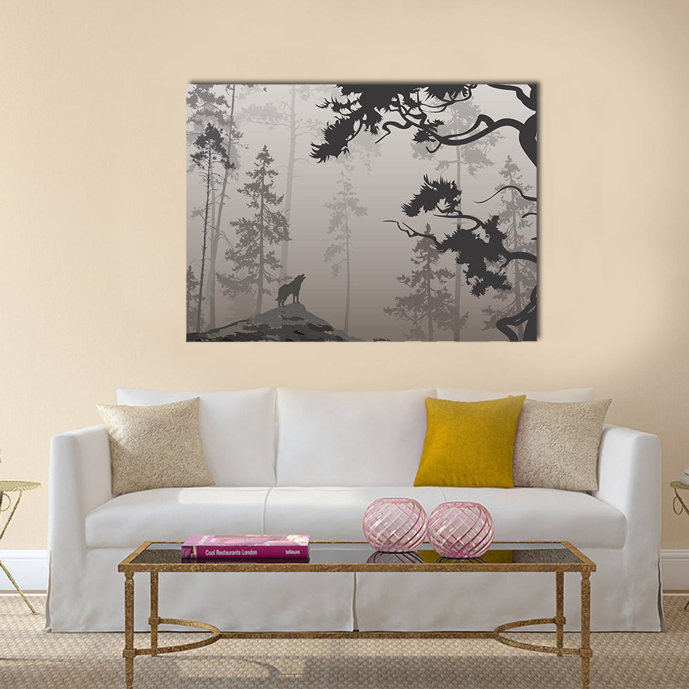 Wolf In The Forest Canvas Wall Art