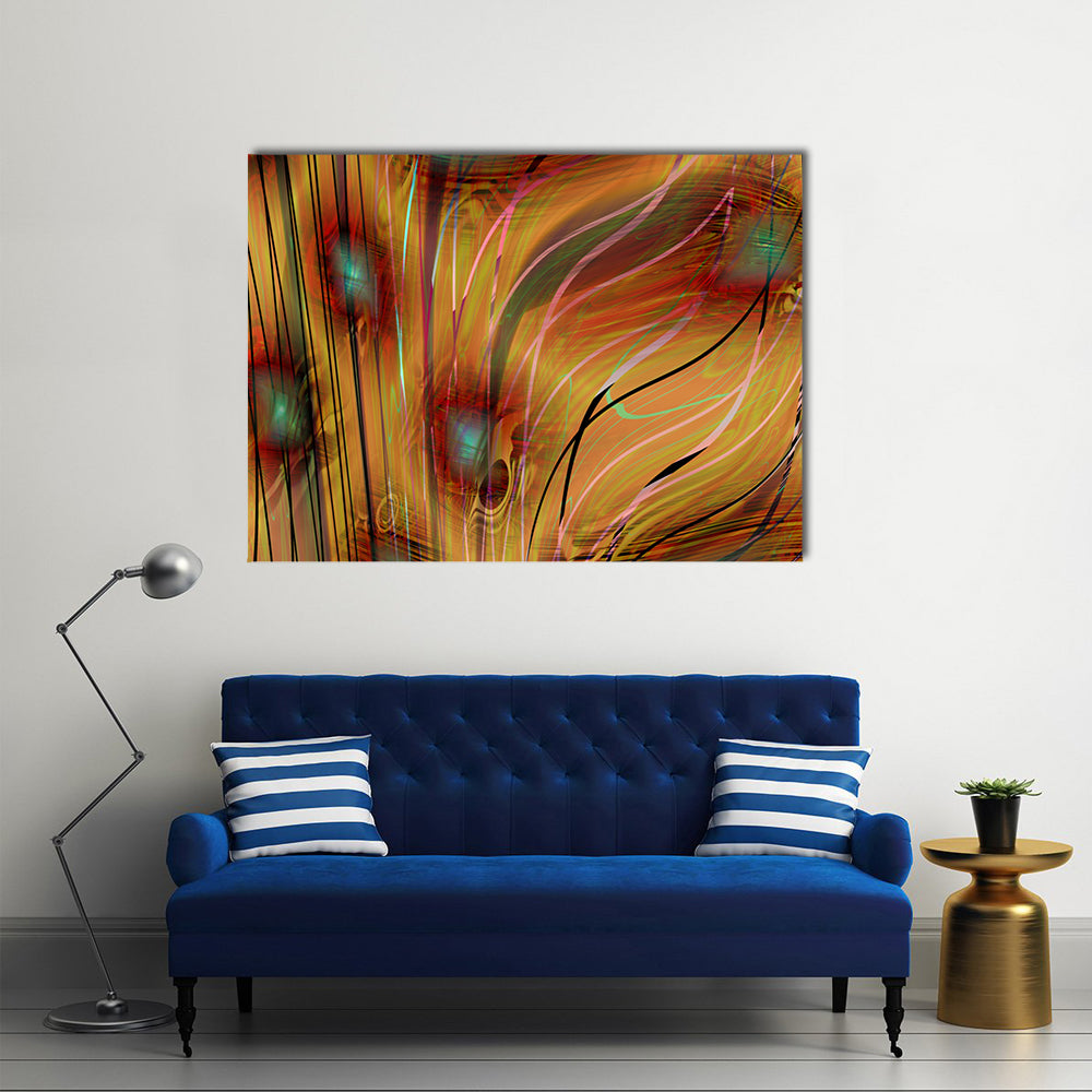 Swirling Teal, Gold, and Pink Abstract Canvas Wall Art