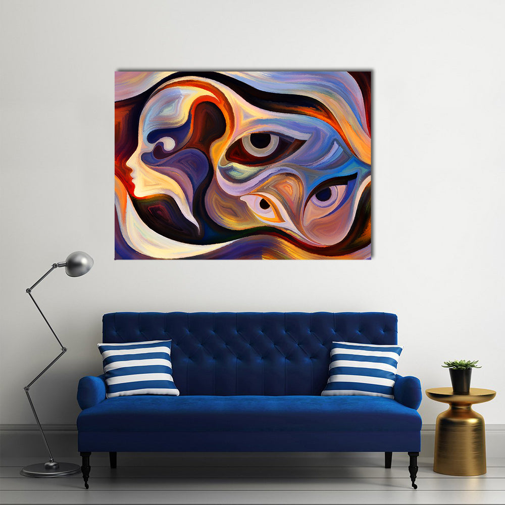 Human Profile &amp; Eye Elements Canvas Wall Art