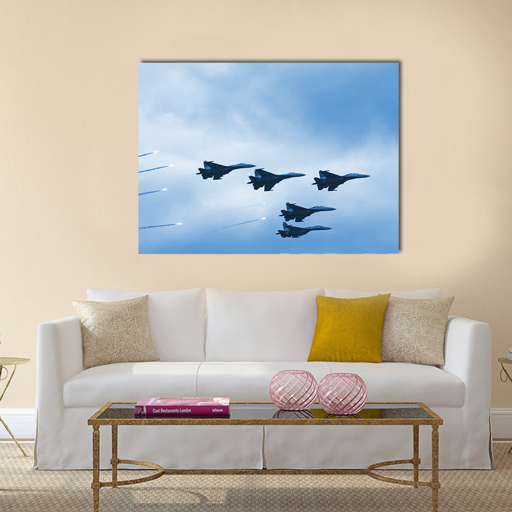 Modern Squadron Of Military Planes Canvas Wall Art