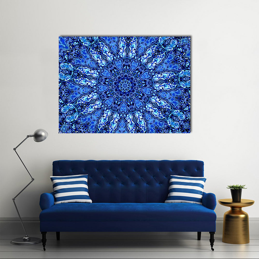 Blue Mandala Fractal Canvas Wall Art