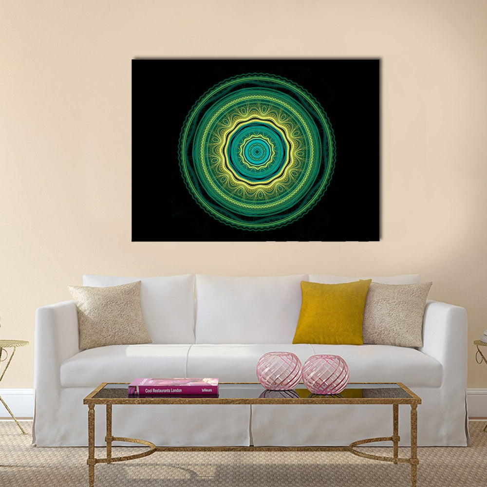 Green Mandala Flower Canvas Wall Art