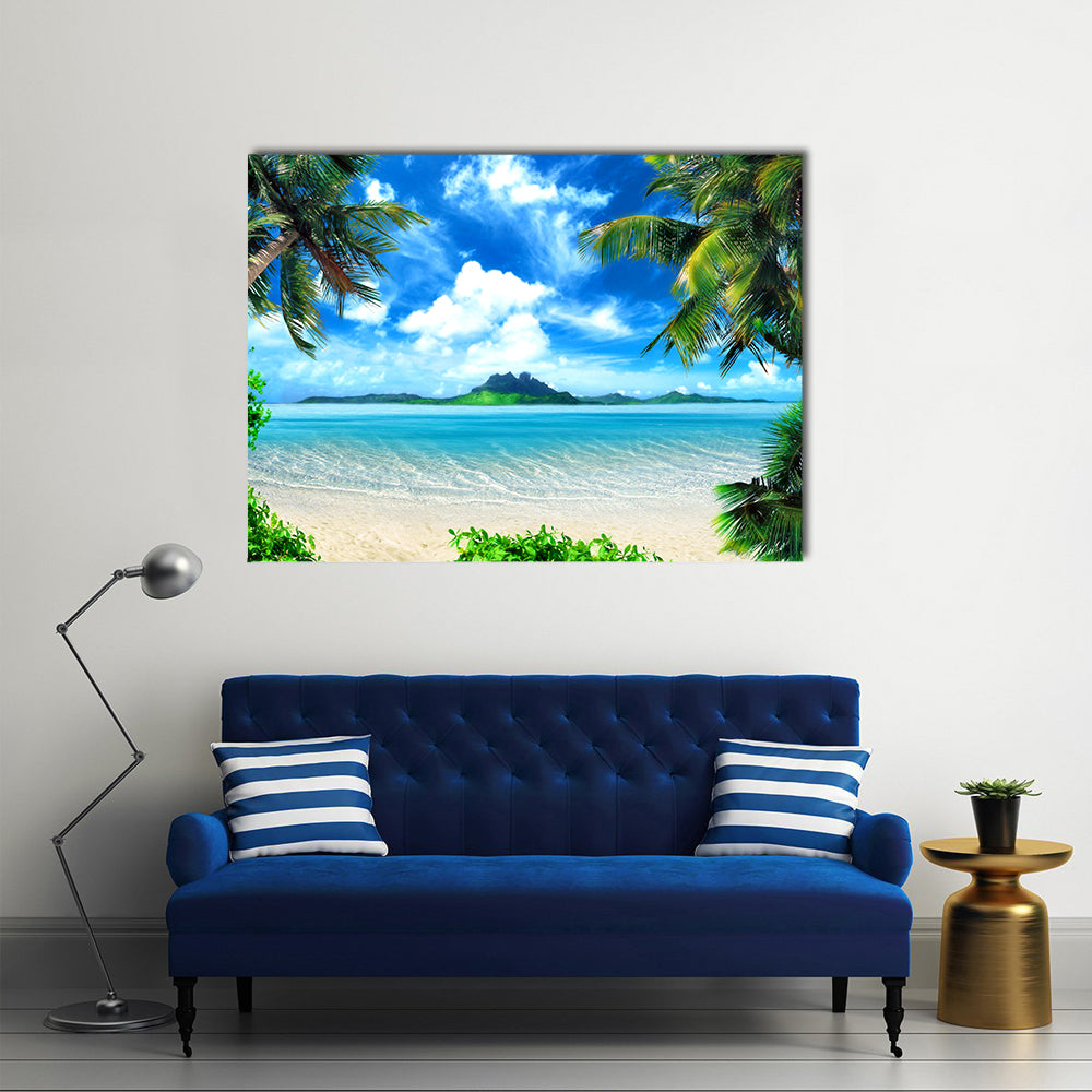 Tropical Beach with Turquoise Ocean Canvas Wall Art