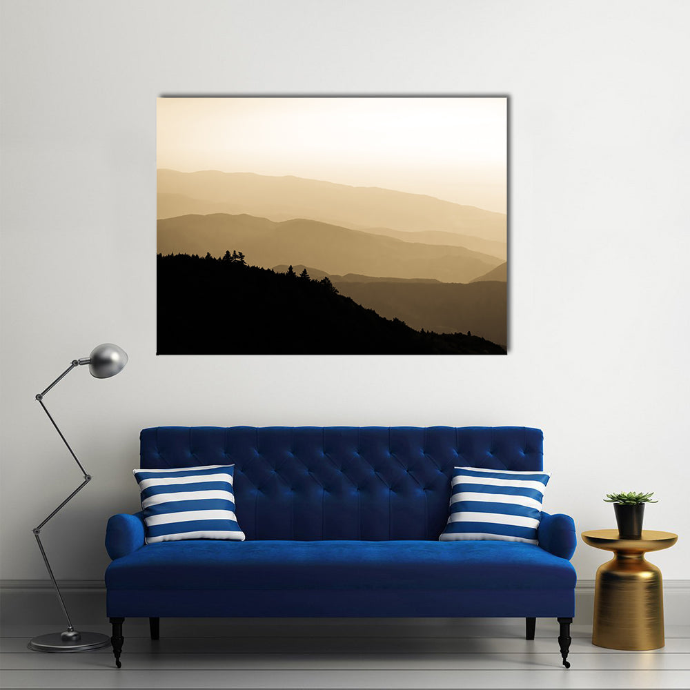 Sunset Over Foggy Mountains In Turkey Canvas Wall Art
