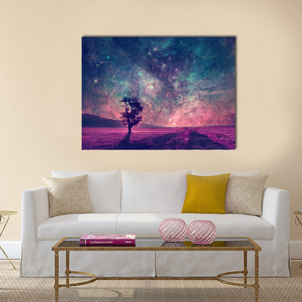 Alien Planet Nebula Silhouette Canvas Wall Art