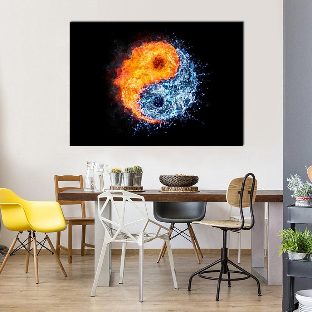 Fire And Water Tao Symbol Canvas Wall Art