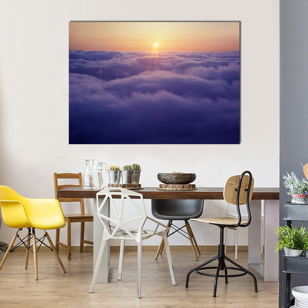 Sunset Above The Clouds Canvas Wall Art