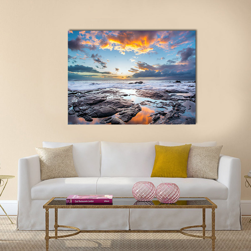 Rocky Shore On The Island Of Maui In Hawaii Canvas Wall Art