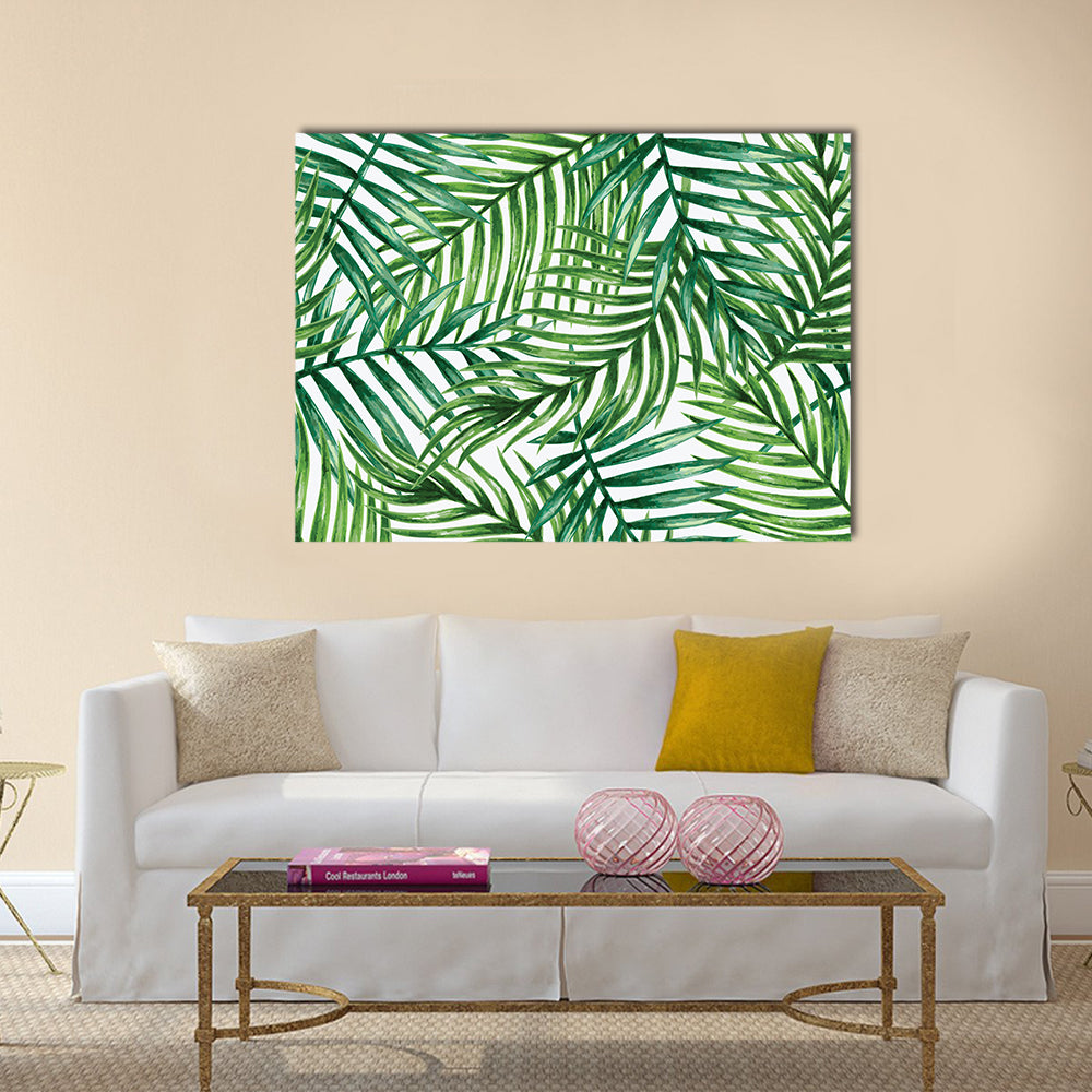 Watercolor Tropical Palm Leaves Canvas Wall Art
