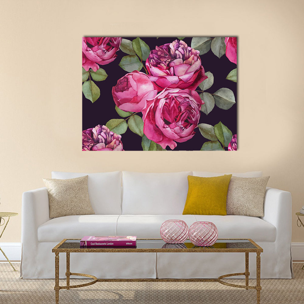 Pink Roses Bouquet Canvas Wall Art