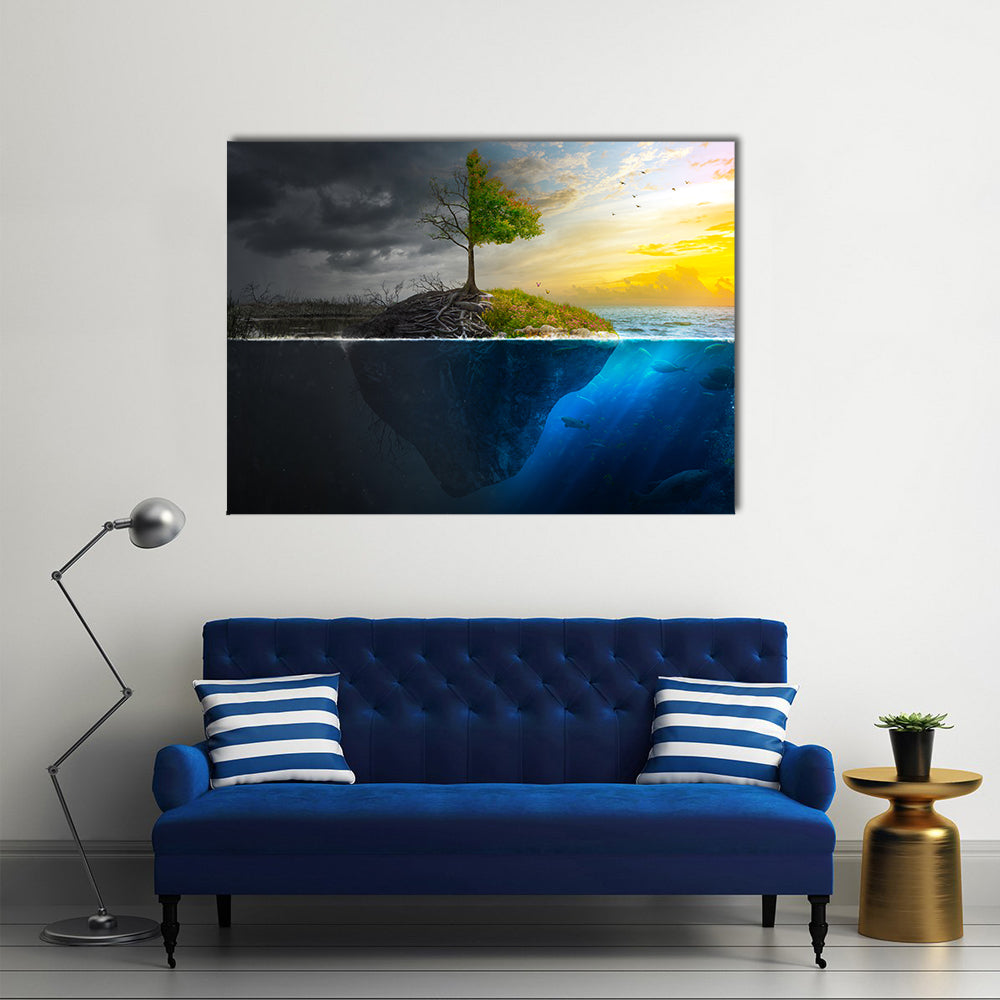 Life And Death On Floating Island Canvas Wall Art