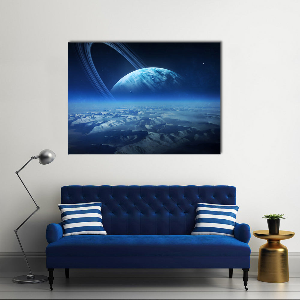 View of Uranus from Titania Canvas Wall Art