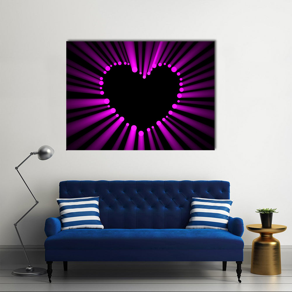 Magenta Heart with Radial Light Rays Canvas Wall Art