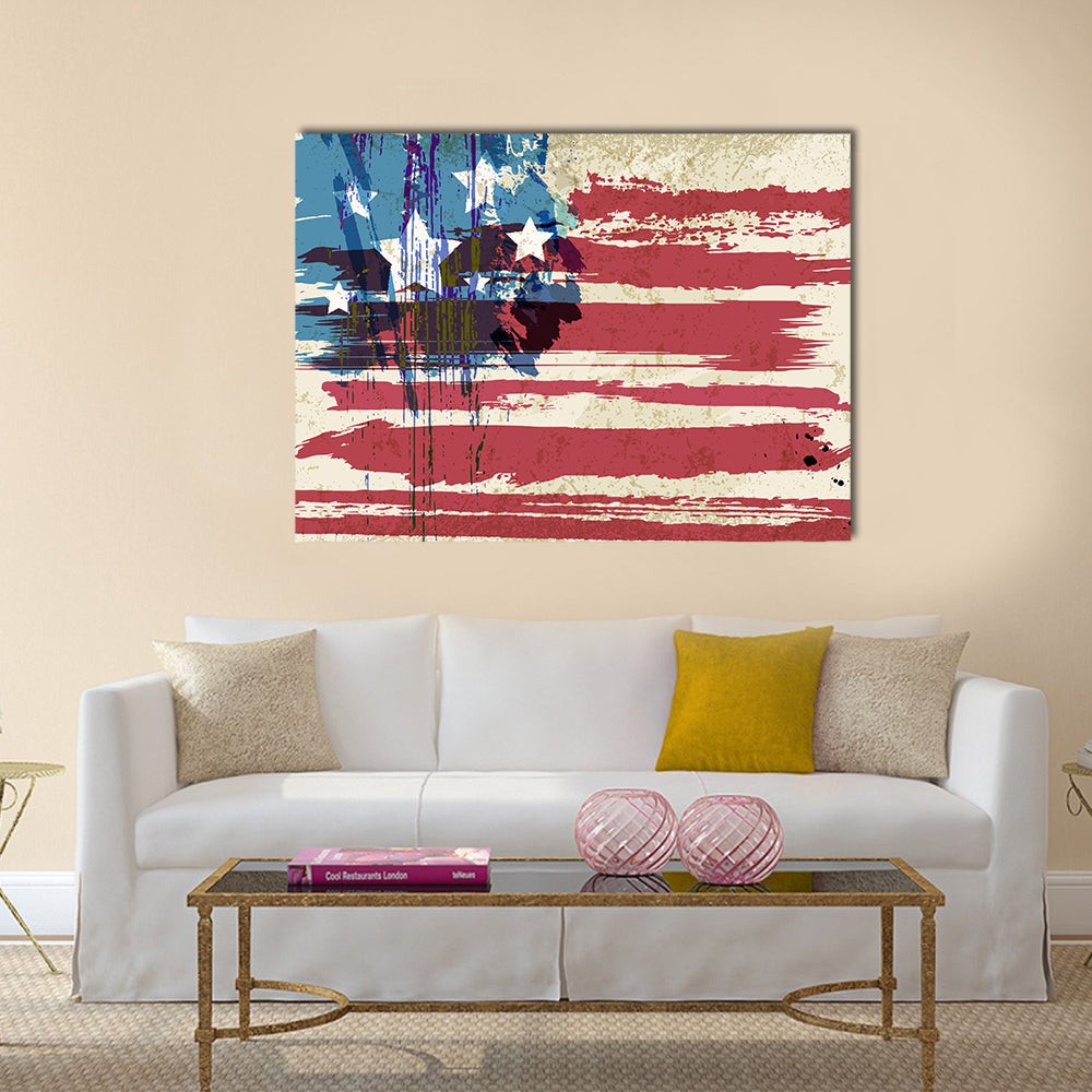 Grunge American Flag Canvas Wall Art