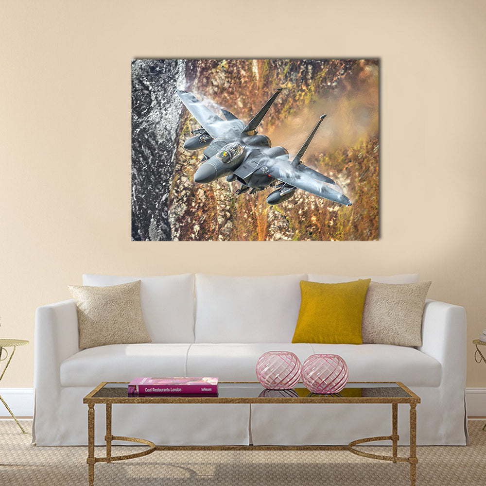 F-15 Fighter Jet Canyon Run Canvas Wall Art