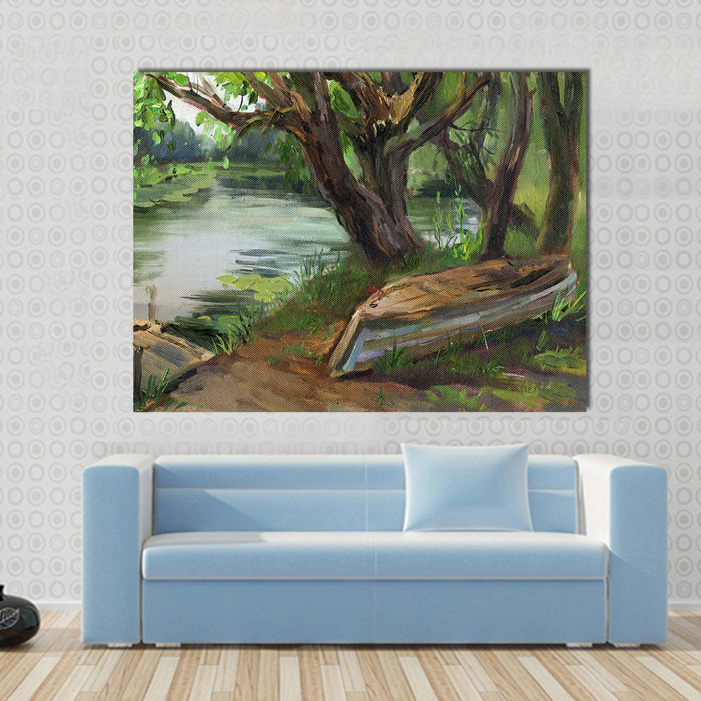 Willow Trees By The Water Canvas Wall Art