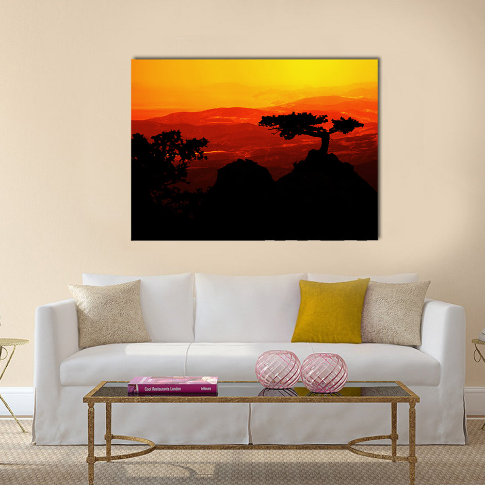 African Jungle Sunset Canvas Wall Art