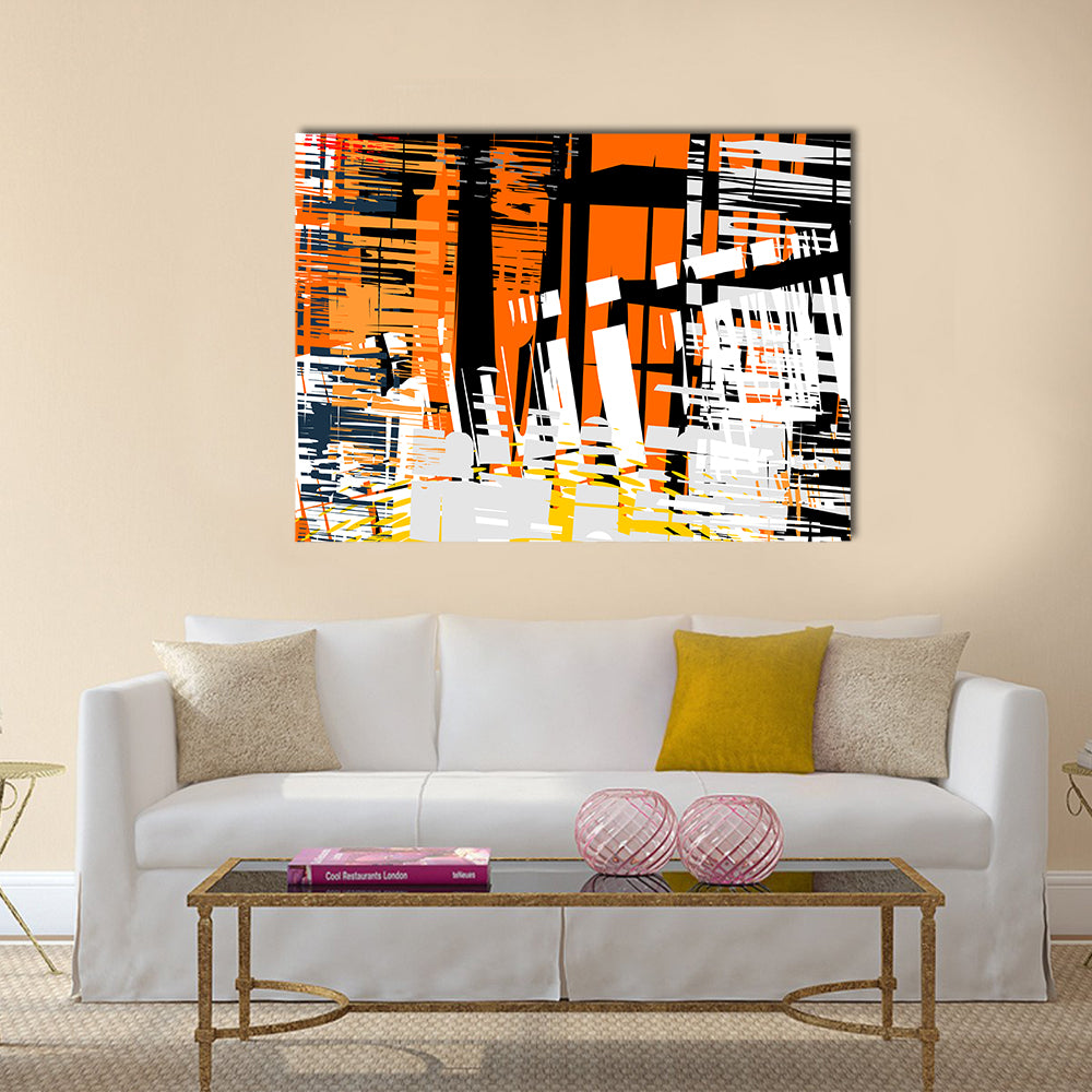 Gradient Grunge Abstract with Geometric Layers Canvas Wall Art