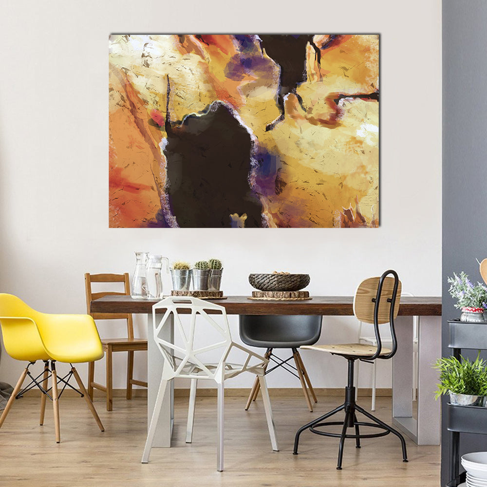 Textured Orange Abstract with Dark Central Void Canvas Wall Art