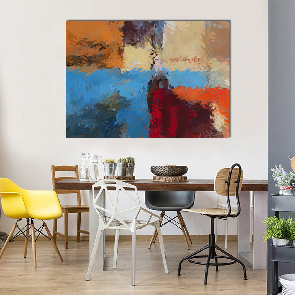 Hand-drawn Textured Abstract Painting Canvas Wall Art