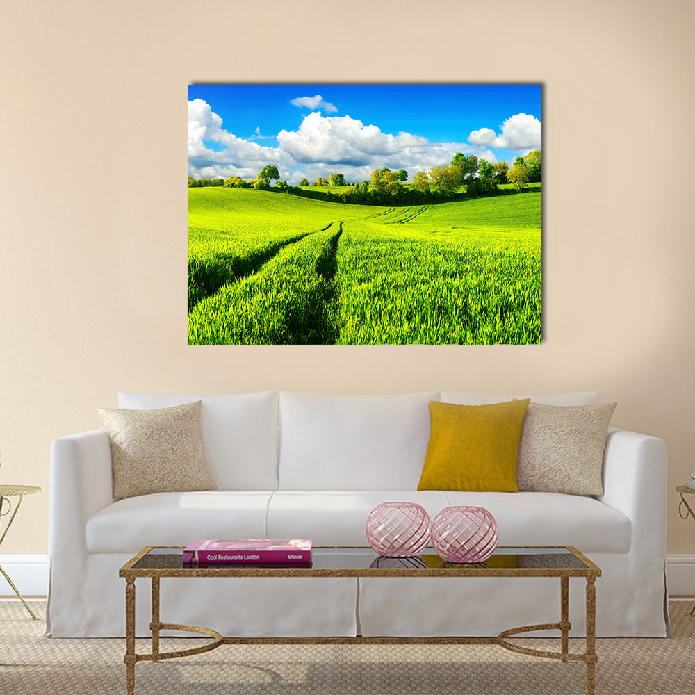 Idyllic Green Fields Canvas Wall Art